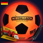 NIGHTMATCH Premium LED Light Up Football - Perfect Glow in The Dark Football Size 5 with 2 LEDs, 8 Batteries & 1 Pump - Glow Football with Water Resistance - Birthday for Kids