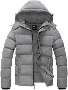 GGleaf Men's Hooded Winter Coat Warm Puffer Jacket Thicken Quilted Jacket X-Large Grey Heather