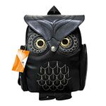 GinTai Women Girls Pu Leather Owl Cartoon Backpack Fashion Casual Satchel Small Backpack, Black