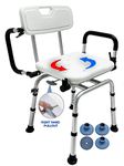 360 degree Swivel Heavy Duty Shower Chair, Portable Pivoting Bathtub Seat, Tub Transfer Bench, Rotating Shower Stool Height Adjustable (Right Hand Handle Flip Arm)