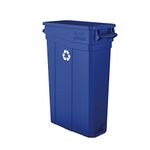 Suncast Commercial TCNH2030BLR Slim Trash Can, Recycle Logo, Polypropylene, Blue