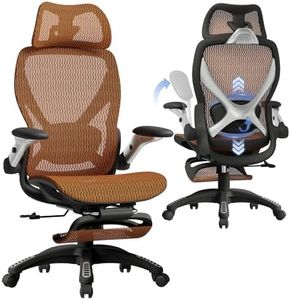 ELABEST X100 Ergonomic Office Chair with Footrest, Big and Tall Home Desk Chair with 5D Flip-Up Arms, Adjustable 3D Lumbar Support,High Back Rolling Computer Chair, Swivel Mesh Chairs