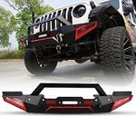 WolfX Front Bumper Compatible for 2007-2018 Jeep Wrangler JK/JKU, 2018-2023 Jeep Wrangler JL/JLU, Fit for 2019-2023 Jeep Gladiator JT Winch Bumper Jeep Wrangler Accessories with 2 D-Rings