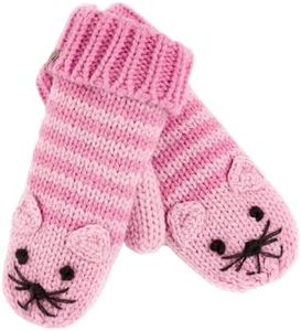 Kids Kitty Cat Stripe Knit Mittens - Pink (Infant/Toddler 1-3 Y)