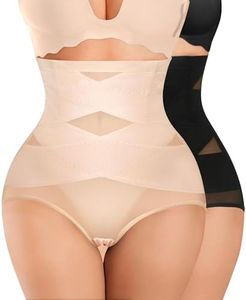 Nebility Womens' Tummy Control High Waist Trainer Body Shaper (US, Alpha, Large, Regular, Regular, Black/Beige 2pk)