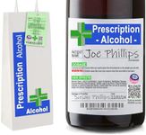 Funny Joke Prescription Alcohol Wine Label & Bottle Bag Gift Bag & Gift Tag - Gifts for Men & Women. Birthday Gifts, Men 18th 21st 30th 40th 50th 60th 70th 80th