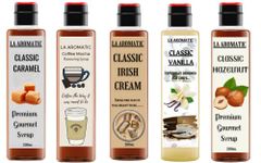 La Aromatic All Exotic Coffee Syrups Combo of 5 flavours (Hazelnut,Vanilla,Irish Cream,Caramel,Coffee Mocha)-200ml Each