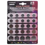 Loopacell High Power Button Cell 3V Lithium Assorted Battery CR2032 CR2025 CR2450 CR1620 CR1632 Pack of 25