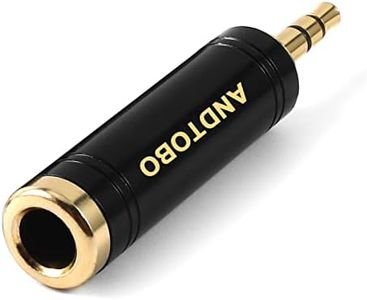 ANDTOBO Lot de 1 adaptateurs pour Casque stéréo en cuivre Pur 1/4" vers 3,5 mm 3,5 mm (1/8") mâle vers Jack Femelle 6,35 mm (1/4") pour écouteurs, Adaptateur ampli - Noir