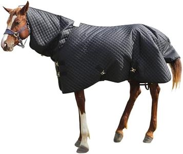 HOMBYS Combo Neck Winter Horse Blanket,Horse Turnout Blanket,Waterproof Horse Blanket for Real Horse,78 inch Horse Sheet,600D High Density Black Quilted Horse Blanket