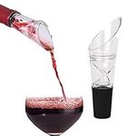 Trovety 360-Degree Wine Aerator Pourer Spout - 2-in-1 Diffuser Oxygenator & Pouring Dispenser - Fits Standard Bottles - Acrylic Plastic, Silicone Rubber, Stainless Steel - Sommelier Gifts, Accessories