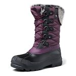 mysoft Women's Snow Boots Warm Insulated Faux Fur Lined Waterproof Mid-Calf Winter Boots, Purple, 6 UK