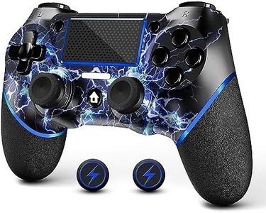 AceGamer Wireless Controller for PS4, Custom Design V2 Gamepad Joystick for PS4 with Non-Slip Grip of Both Sides and 3.5mm Audio Jack! Thumb Caps Included! (Lightning)