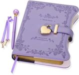 Hoci Poci Diary with Lock and Keys for Girls Gift Ideas, 360 Gold Edged Pages Journal for Women, B6 Refillable Notebook for Writing with Pen and Bookmark (Garden Purple)