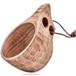 Überleben Dursten Kuksa Wooden Cup - Handcarved Camping Mug Wood Cup - 8oz Traditional Nordic Camping Coffee Mug, Hiking Cup - Lightweight, Durable Bushcraft Camping Bowl w/Lanyard & Carabiner