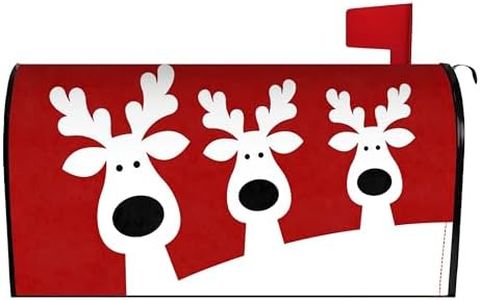 Merry Christmas Elk Mailbox Cover 21x18 Inch, Red Christmas Reindeer Post Letter Box Covers, New Year Holiday Xmas Magnetic Waterproof Mail Wraps for Outdoor Yard Garden Standard Mailbox Decor