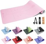 Meteor 6mm TPE Yoga Mat-Non-Slip Mat,Exercise Mat,Fitness Mat,Gym Mat,Pilates Mat,Thick Yoga Mat-with Alignment Lines,183x65cm (Pink Violet)