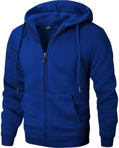 ZITY Men's Zip Up Hoodie Heavyweight Winter Sweatshirt Fleece Sherpa Lined Warm Jacket