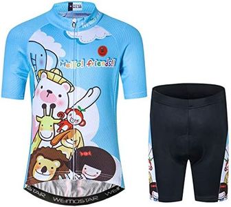 Cycling Jersey Set Kids,Bike Short Sleeve T-Shirt Boys Girls Cartoon Tops Quick-Dry S-XXL