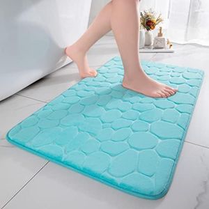 Chakme Tapis de bain en mousse à mémoire de forme, absorbant, antidérapant, pour décoration de douche, paillasson, salle de bain et salon, 50 x 80 cm, bleu sarcelle