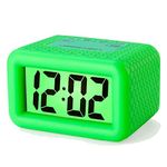 Plumeet Digital Alarm Clock Kids Alarm Clock with Snooze and Backlight - Simple Travel Clocks Large LCD Display - Loud Alarm Clock for Bedroom - Battery Powered(Green)