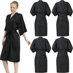WUWEOT 4 Pack Salon Client Gown Robes Cape, Waterproof Hair Dye Cape, 43 Inch Long Black Soft Kimono Style Barber Smock for Hair Stylist with Adjustable Tie to Hair Cutting, Hair Coloring