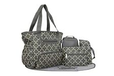 SoHo Collection, Grand Central Station 7 pieces Diaper Bag set (Gray Charlotte)