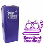 Trodat Teacher Stamp, Education Marking Stamp, Reward Stamps for School - Excellent Reading Cat, Impression Size Approx. 23x23 mm, Violet Ink