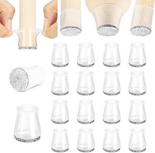 Aneaseit Chair Leg Floor Protectors - 1 1/8" x 16 pcs Clear - Felt Bottom Silicone Pads for Hardwood Floors & Furniture Feet - Rubber Caps for Chairs - Small