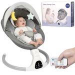 JFOVMCYG Electric Infant Swing with Remote Control, 5 Swing Speeds, 3 Seat Positions, 8/15/30 Min Timer, 5-Point Harness, Washable Seat, Stable Frame – Gray
