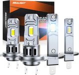 SEALIGHT H1 H7 LED Headlight Bulb Combo, 1:1 Mini Size 700% Brightness 6500K 14000RPM S2S LED Bulbs, Halogen Replacement, Plug-N-Play, Pack of 4