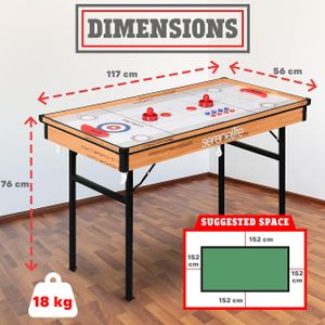 SereneLife 4-in-1 Multi-Game Table – Foosball, Air Hockey, Pool, Table Tennis