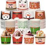 100Pcs 9oz Christmas Paper Bowls Treat Snack Cups Xmas Element Disposable Snowman Santa Elk Bowl Ice Cream Dessert Soup for Party Supplies Decorations, 10 Styles (WS23013)