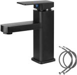 Uzepie Black Bathroom Taps, Black Basin Tap with Single Lever for Hot and Cold Lavatory, Basin Tap with Two Hoses for WC, Bathroom