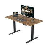 Ergologic Electric Height Adjustable Desk | Dual Motor | 2-Stage Desk | Motorized Ergonomic Sit Stand Table | 100KG Wt. Capacity | Black Frame | with Dark Oak, 1500mm x 750mm Tabletop