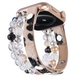 VISOOM Strap Compatible with Apple Watch Strap 38mm/40mm/41mm Series 9/8/7 SE 6/5/4 Women Fashion Handmade Cute Beaded and Leather Band for iWatch Bands 3/2/1 Replacement Leopard