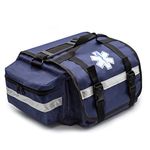 Primacare KB-RO74-B First Responder Bag for Trauma, 17 inch x9 inch x7 inch Professional Multiple Compartment Kit Carrier for Emergency Medical Supplies, Blue