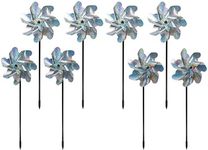 Homarden BIRD BLINDER Premium Repellent Pin Wheels - Sparkly Holographic Wheel Spinners, Scare Birds & Pests - Easy Assembly - Heat-Resistant - 8-Piece Set for Outdoor Garden Decor