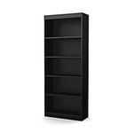 South Shore Furniture Axess 5-Shelf Bookcase, Pure Black