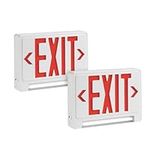 Ciata Ultra Bright Energy-efficient Lighted Exit Signs with Battery Backup, Indoor Led Emergency Exit Sign, Battery Powered Exit Sign, Exit Signs for Business, Led Adjustable Light Pipe Combo - 2 Pack