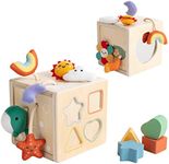 Twefex Pull String Activity Toy, Montessori Toys for Babies 6-12 Months, Wooden Activity Cube Baby Sensory Toys for 1 Year Old Boy Girl, Early Learning Baby Infant Toys 6 to 12 Months