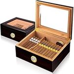 Sledge cigar humidor, Cuban cigar humidor, Spanish cedar humidor glass top humidor, humidor humidifier, hygrometer, divider, gifts for men, cigar accessories (30-50 cigars)