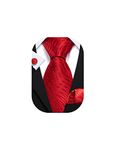 Barry.Wang Men's Red Tie Set Striped Solid Necktie Handkerchief Cufflinks for Business Formal