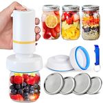 Electric Mason Jar Vacuum Sealer Food Vacuum Saver for Wide and Regular Mouth Mason Jars Can Sealer Jar Seal Pump Kit Accessories Hose Compatible with FoodSaver Vacuum Canning Sealer Machine Attachment Jars Sealing Hood for Food Storage