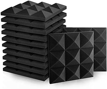 Sonic Acoustics 2" X 12" X 12" Acoustic Foam Panels, Pyramid Recording Studio Wedge Tiles, Sound Panels, Sound Absorbing Panel, Soundproofing Isolation Treatment for Walls (12 Pack, Black)