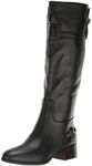 Franco Sarto Women's Jazrin Tall Riding Boots Knee High, Black Wide Calf Leather, 7