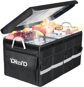 YOHOOLYO Car Trunk Organizer Cooler Bag Insulated Collapsible Trunk Organizer for SUV with Multi Compartments, Car Organizer with Lid