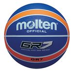 Molten GR Premium Rubber Basketball | Indoor/Outdoor Play | Durable Pro Pebble Grip Texture | Reaction Training | Size 7 | For Boys age 14 plus & Adults | Blue & Orange