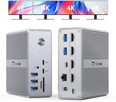 TobenONE DisplayLink Docking Station 4 Monitor with 4 HDMI, 18-in-1 Quad/Triple 4K@60Hz Display Dock with 120W Power Supply for Thunderbolt 5/4/3, USB4, USB-C Windows, MacBook(8 USB, Ethernet, etc)