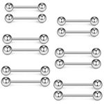 Ruifan 16G 14G Surgical Steel Shiny Ball Nipple Tongue Shield Ring Barbell Body Piercing Jewelry Retainer 12-16mm 12PCS, Metal